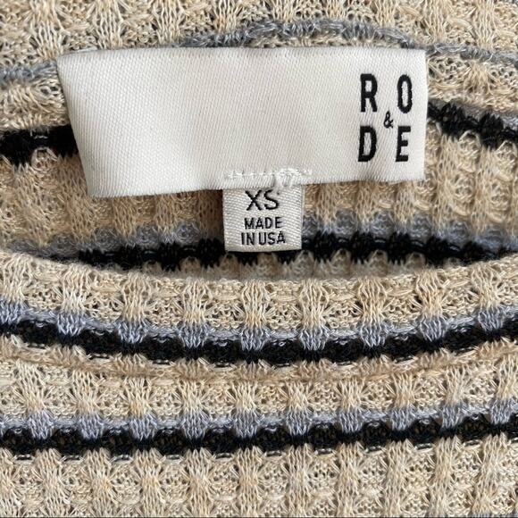 Anthropologie RO & DE Nori Stripe Waffle Knit Top - Picture 9 of 9